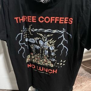 Three Coffees No Lunch Black Graphic T-Shirt
